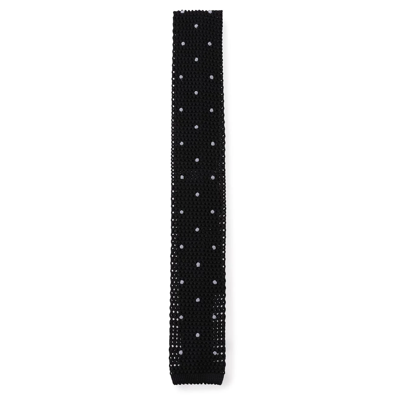 Porka Dot Knit Tie - Black - Image 2