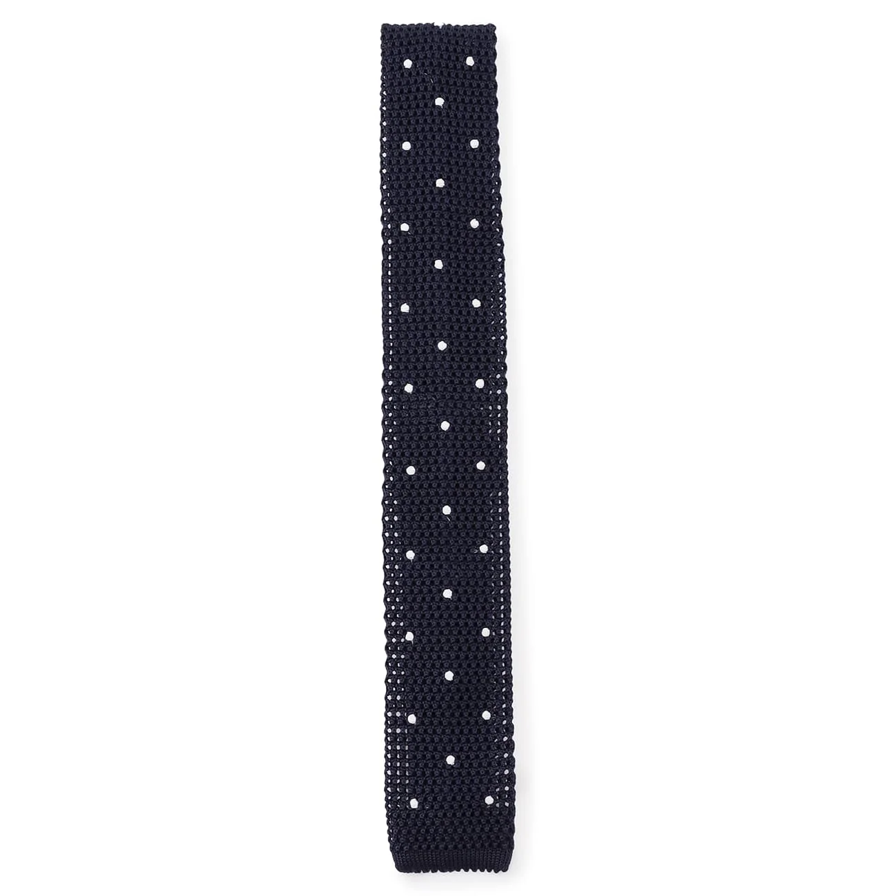 Porka Dot Knit Tie - Navy - Image 2