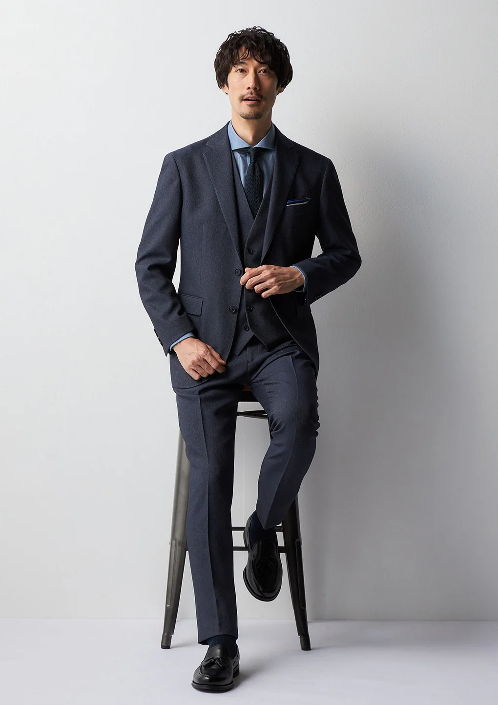 Solid Knit Tie - Navy - Image 3