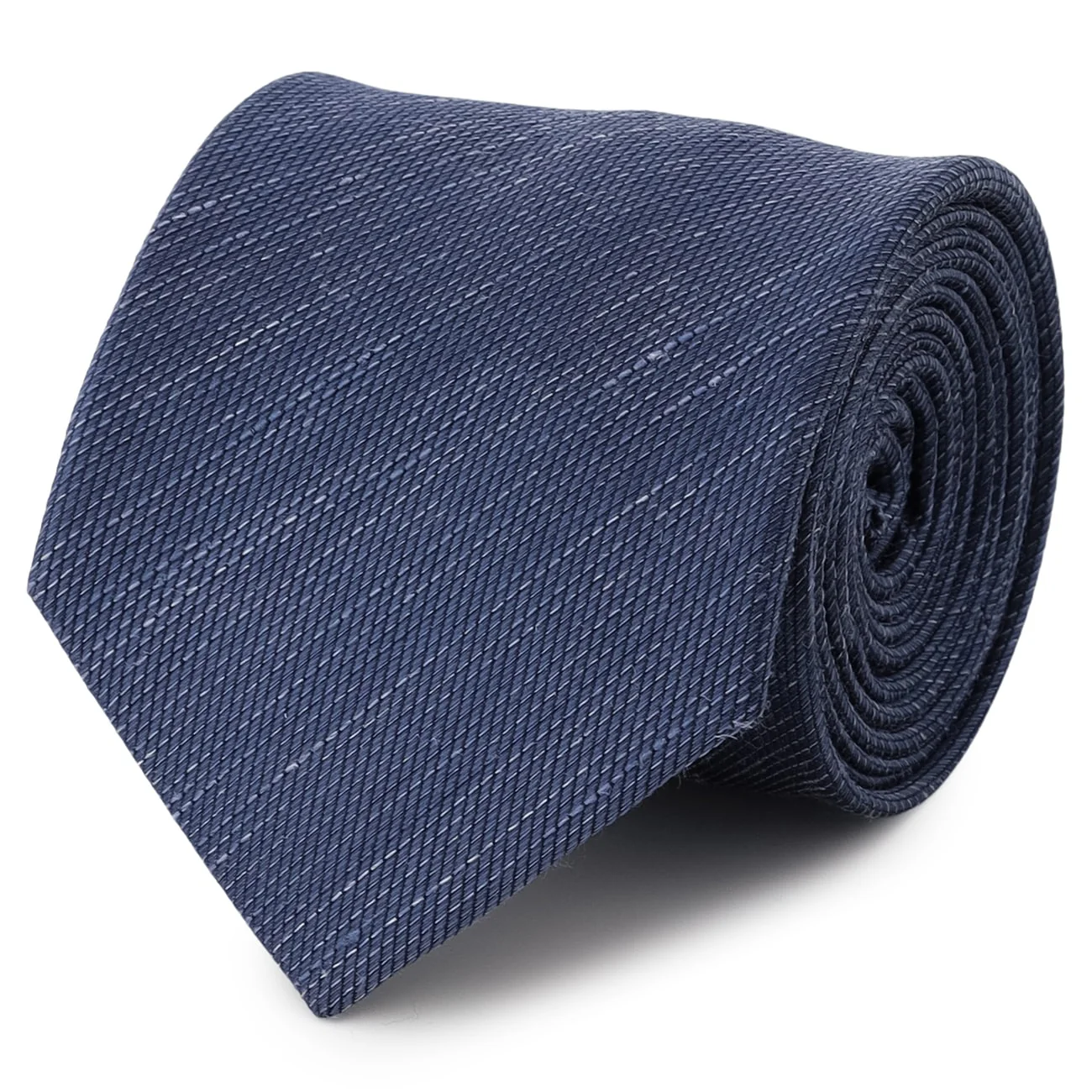 Linen Blend Solid Tie - Blue