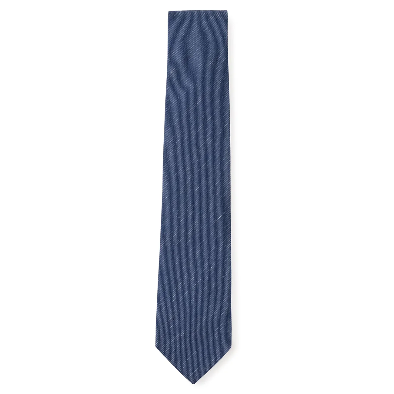 Linen Blend Solid Tie - Blue - Image 2