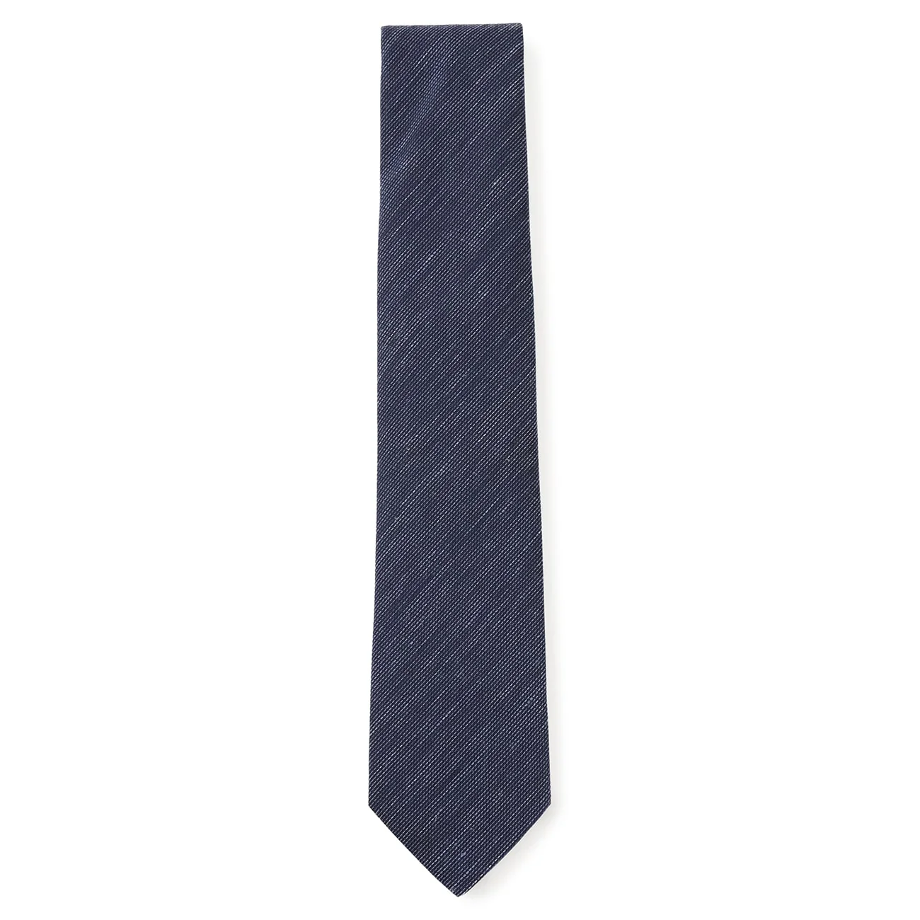 Linen Blend Solid Tie - Navy - Image 2