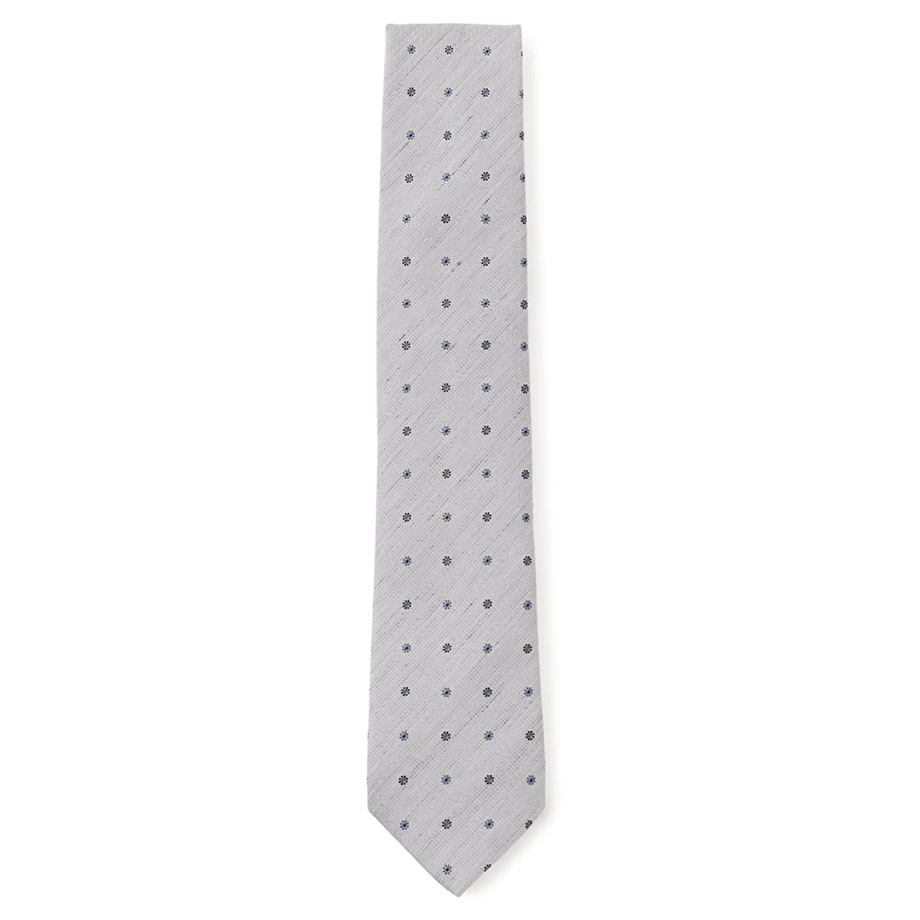 Linen Blend Porka Dot Tie - Gray - Image 2