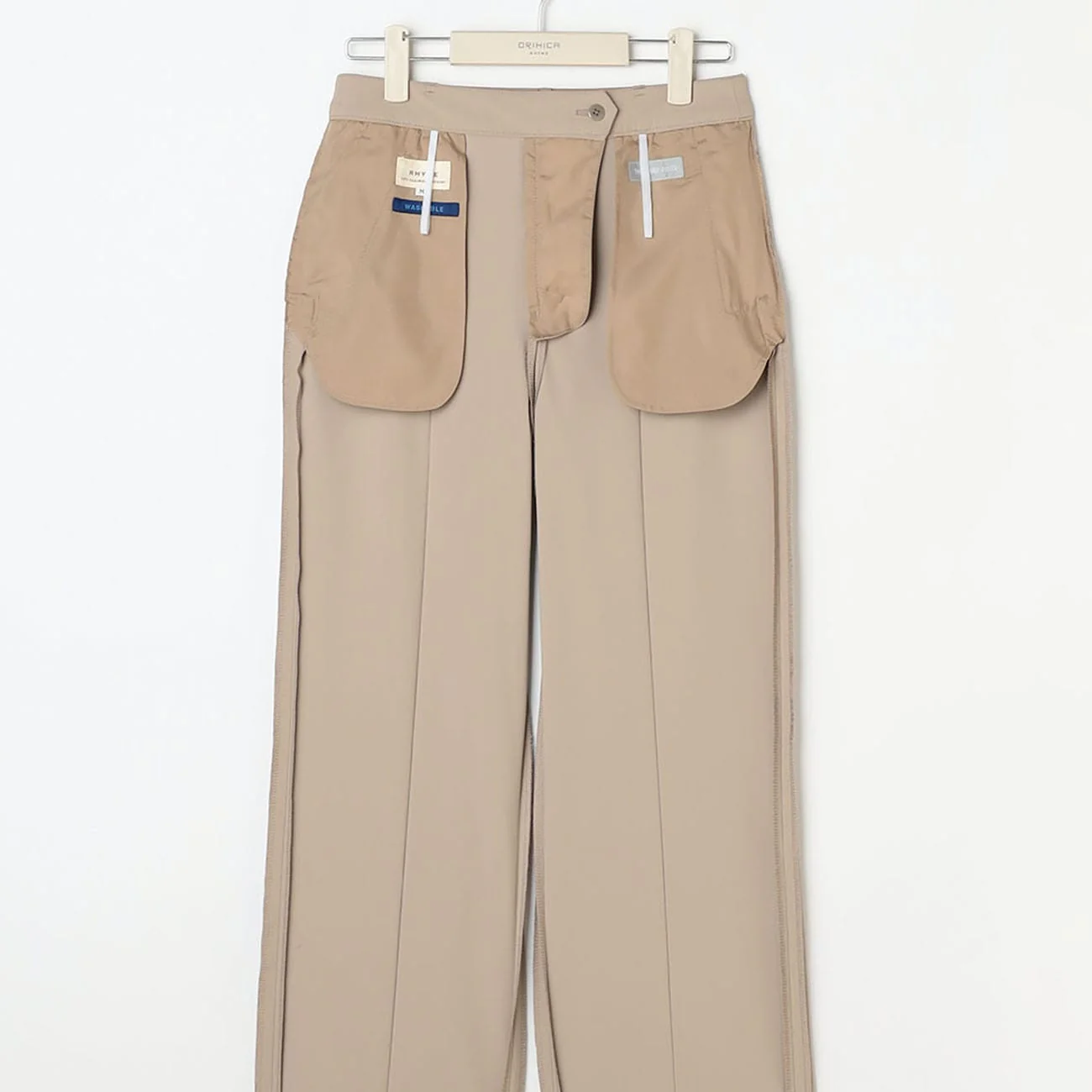 Japanese Fabric THE THIRD SUITS BIZSPO Water-Repellent Wide Pants - Beige - Image 4