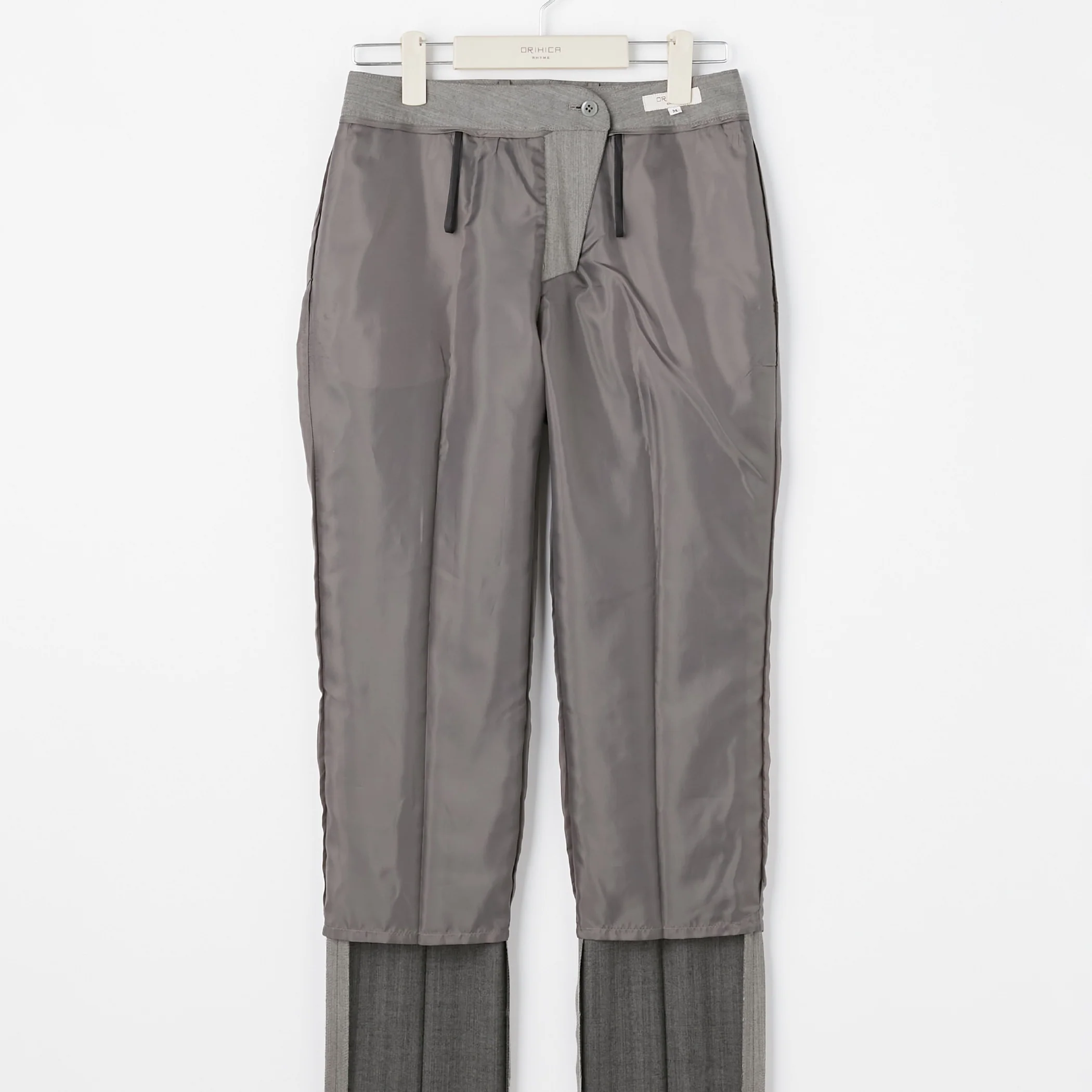 Washable Stretch Wool Milled Herringbone Tapered Pants - Beige - Image 11