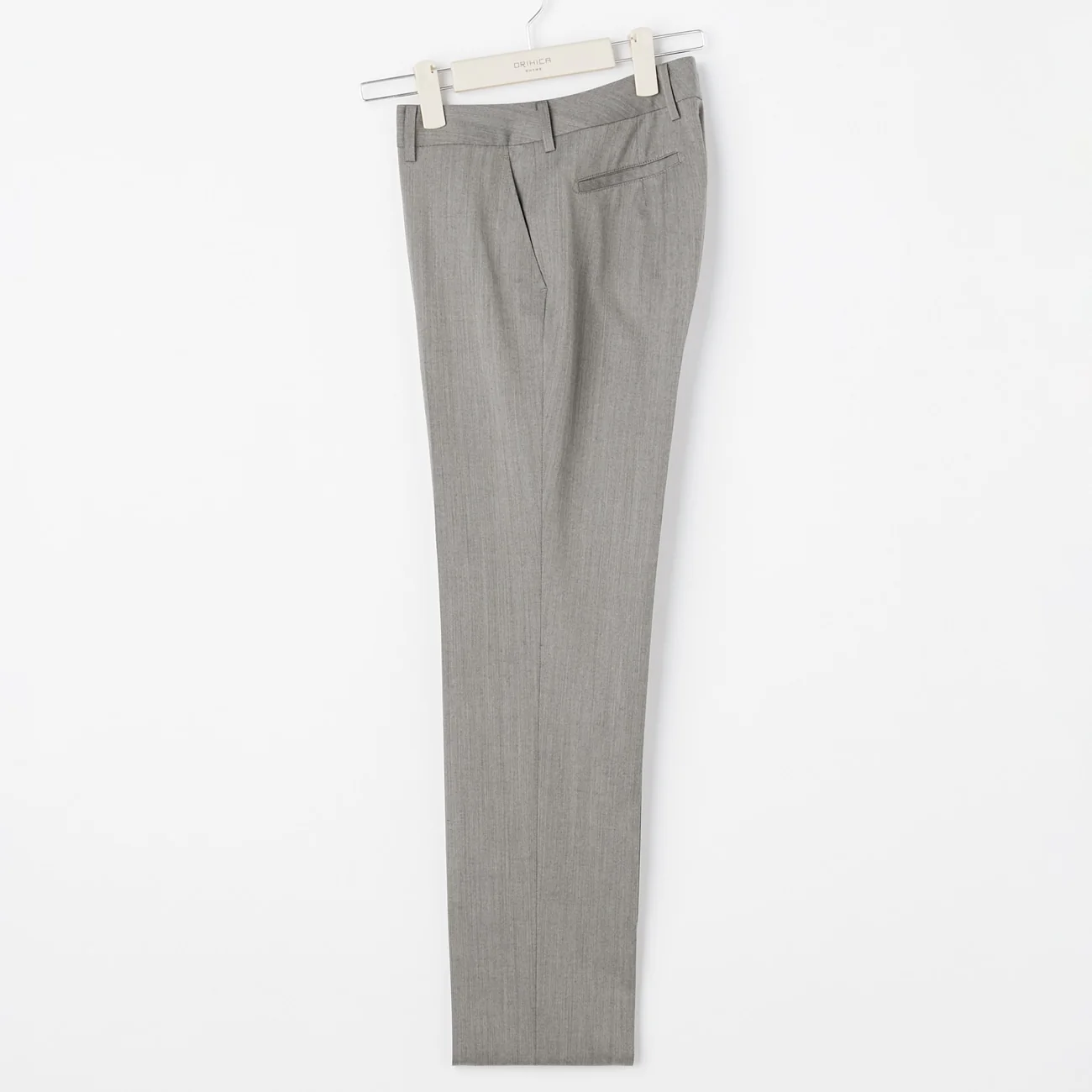 Washable Stretch Wool Milled Herringbone Tapered Pants - Beige - Image 8