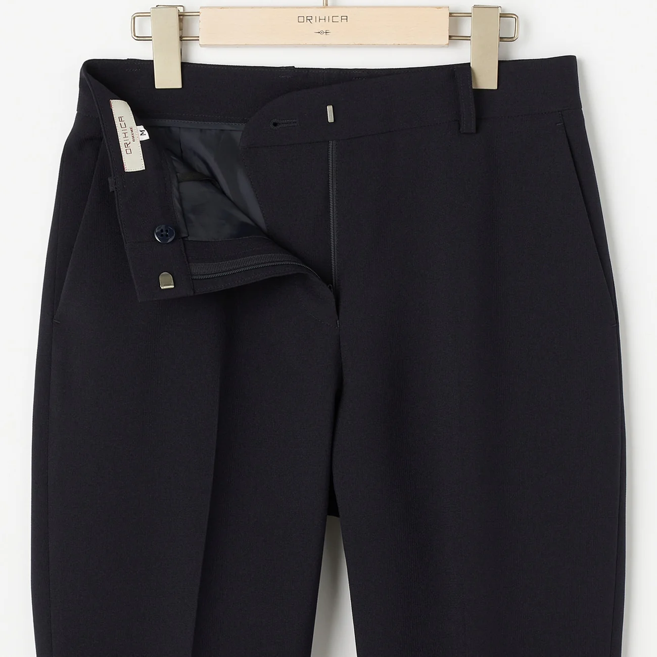 Washable Stretch Shadow Check Cropped Pants - Navy - Image 5