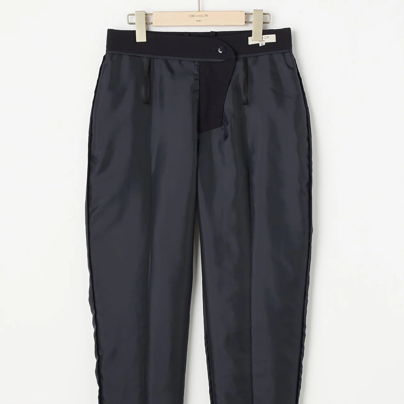 Washable Stretch Shadow Check Cropped Pants - Navy - Image 7