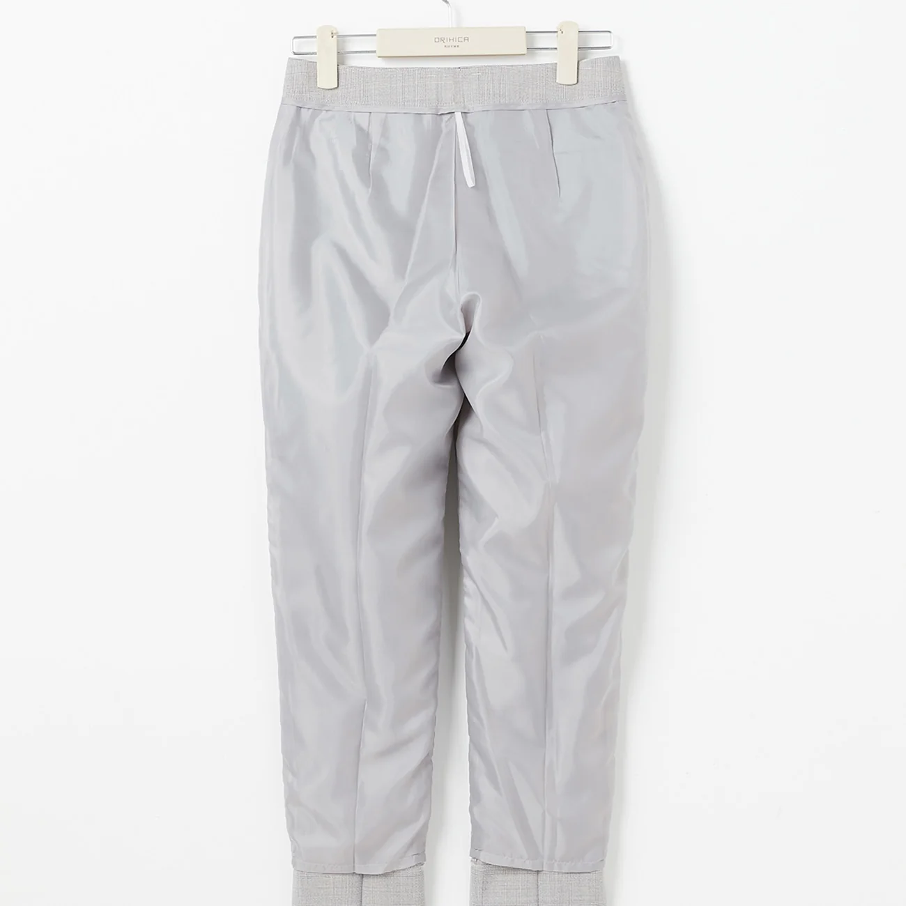 Washable Stretch Check Cropped Pants - Light Gray - Image 8