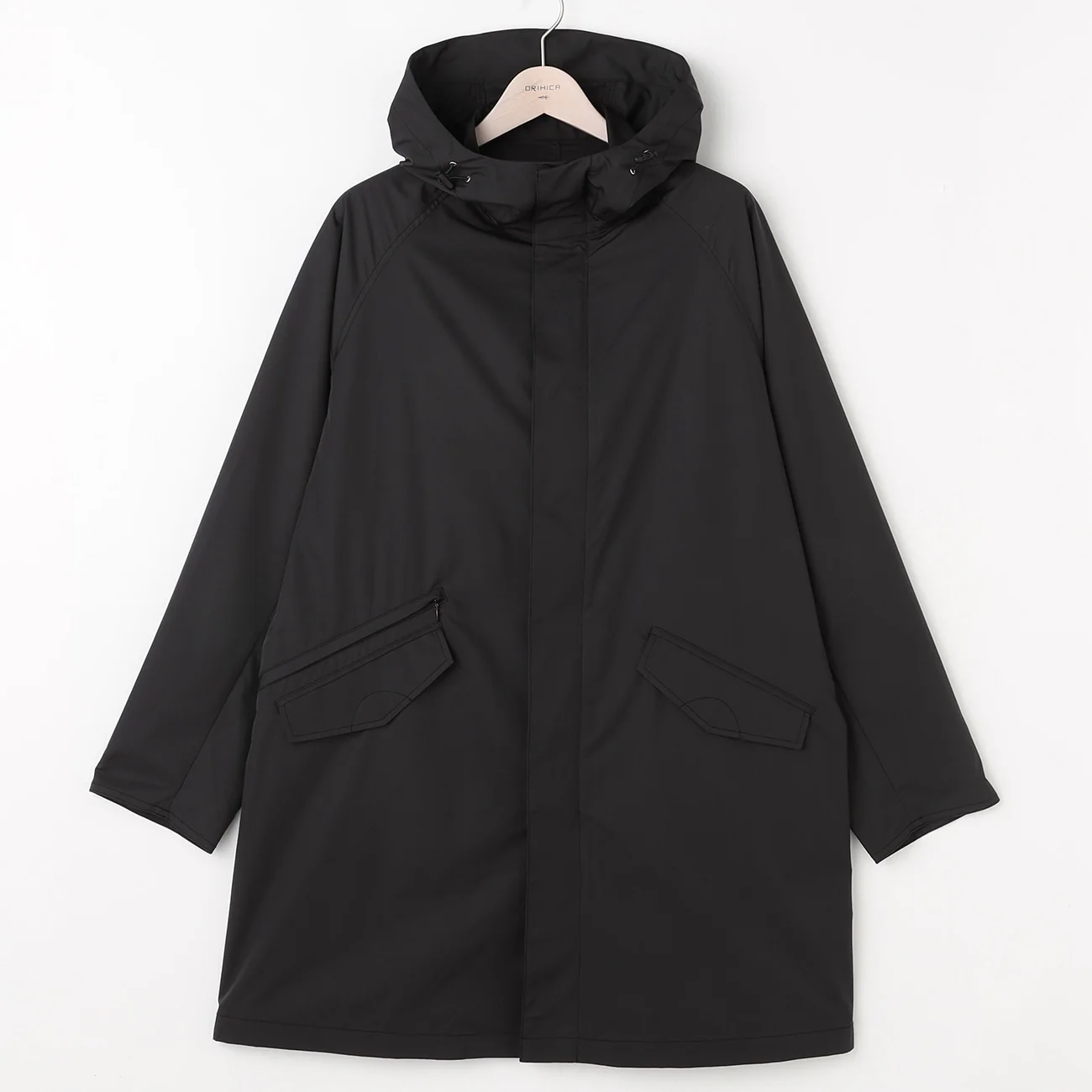 Water-Repellent Packable Hooded Coat - Black - Image 3
