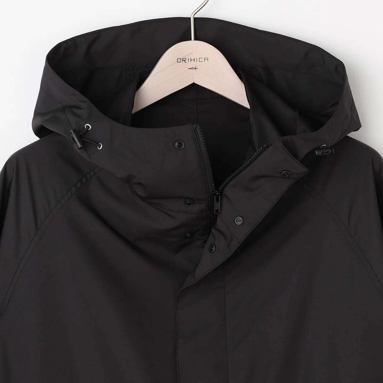 Water-Repellent Packable Hooded Coat - Black - Image 5