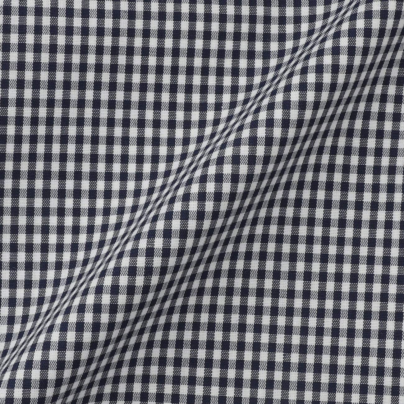 Business Casual Non-Iron Gingham Check Button-Down Shirt - Navy - Image 7