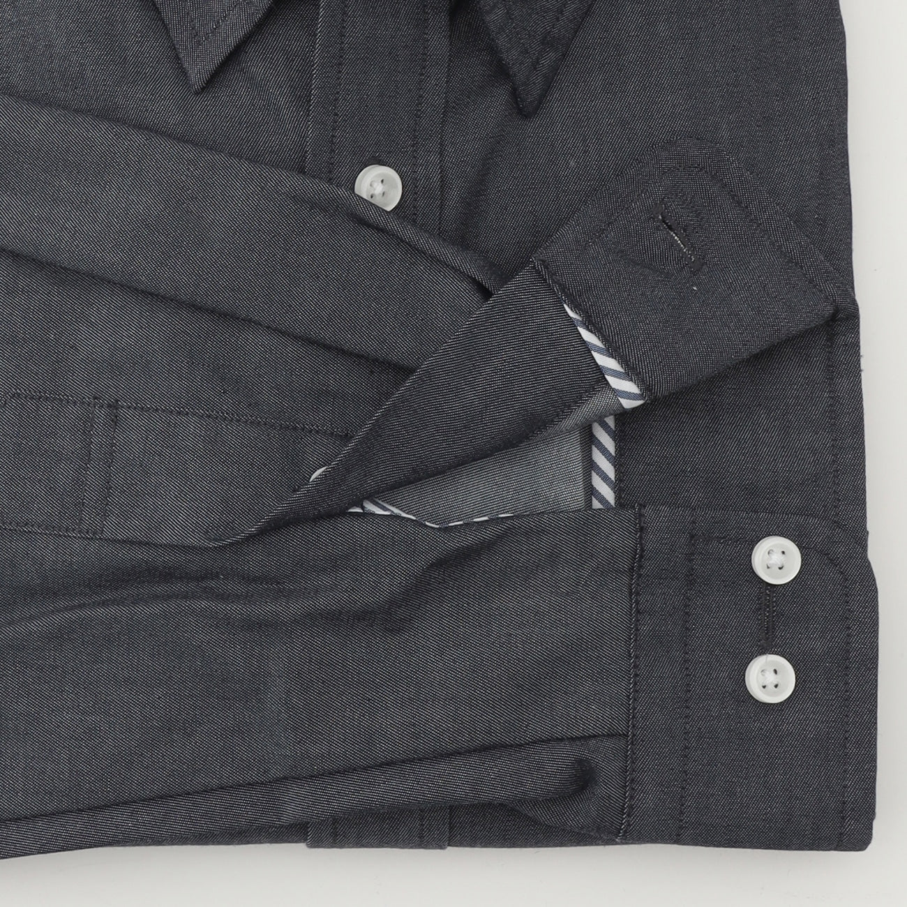 Business Casual Non-Iron Dark Denim-Like Snap-Down Shirt - Navy - Image 7