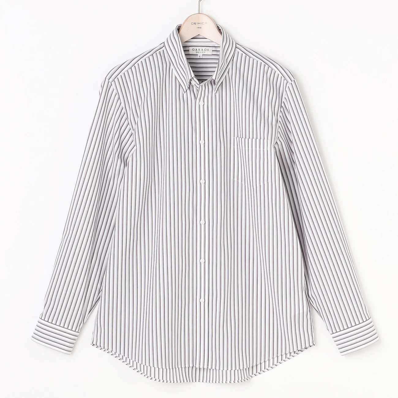 Business Casual Non-Iron Stripe Snap-Down Shirt - Brown - Image 2