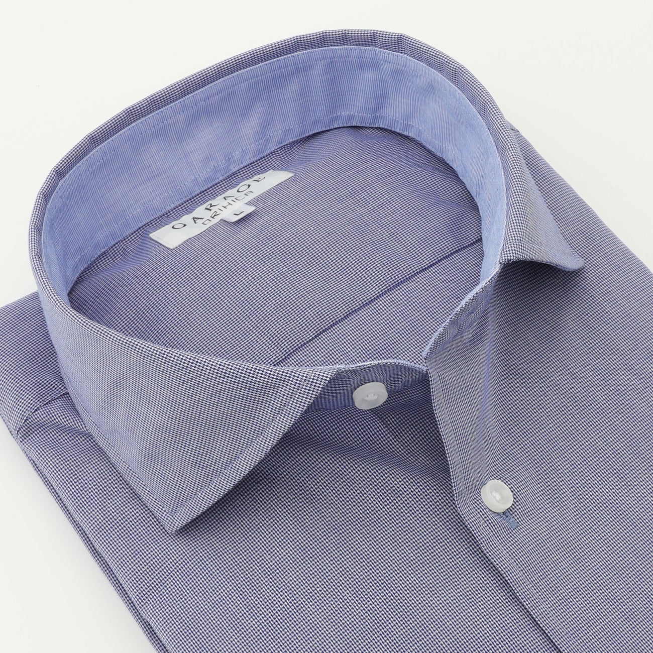 Business Casual Non-Iron Houndstooth Spread Collar Shirt - Navy - Image 5