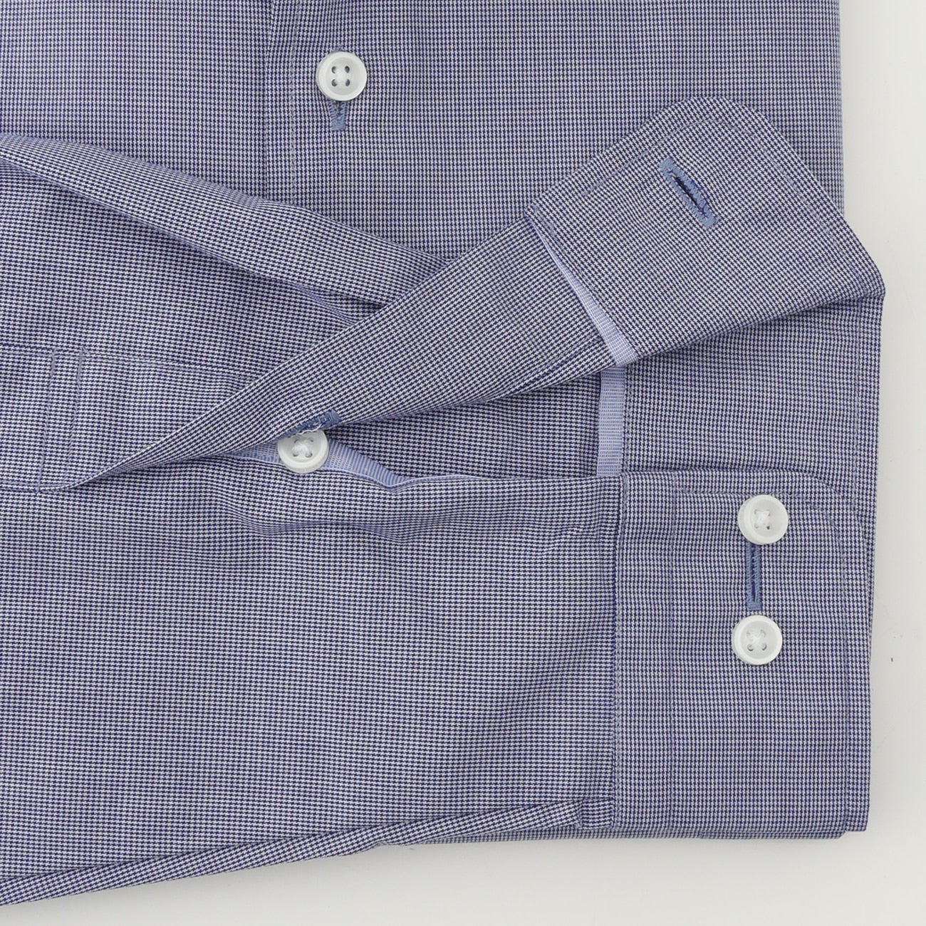 Business Casual Non-Iron Houndstooth Spread Collar Shirt - Navy - Image 6