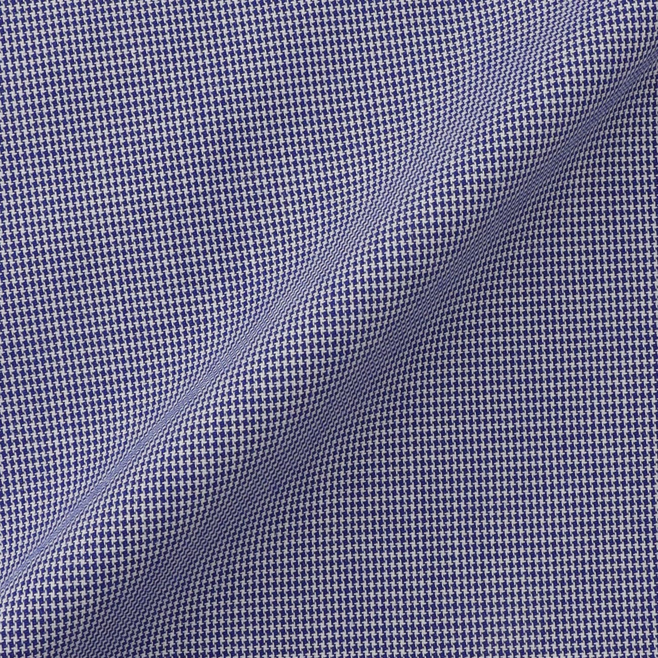 Business Casual Non-Iron Houndstooth Spread Collar Shirt - Navy - Image 7