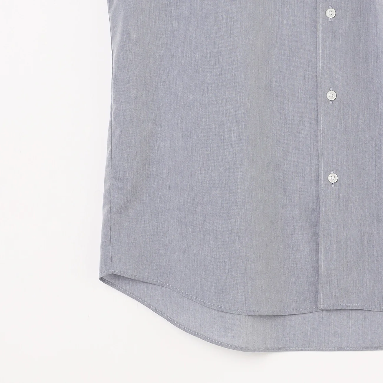 Business Casual Non-Iron Denim-Like Band Collar Shirt - Blue - Image 6