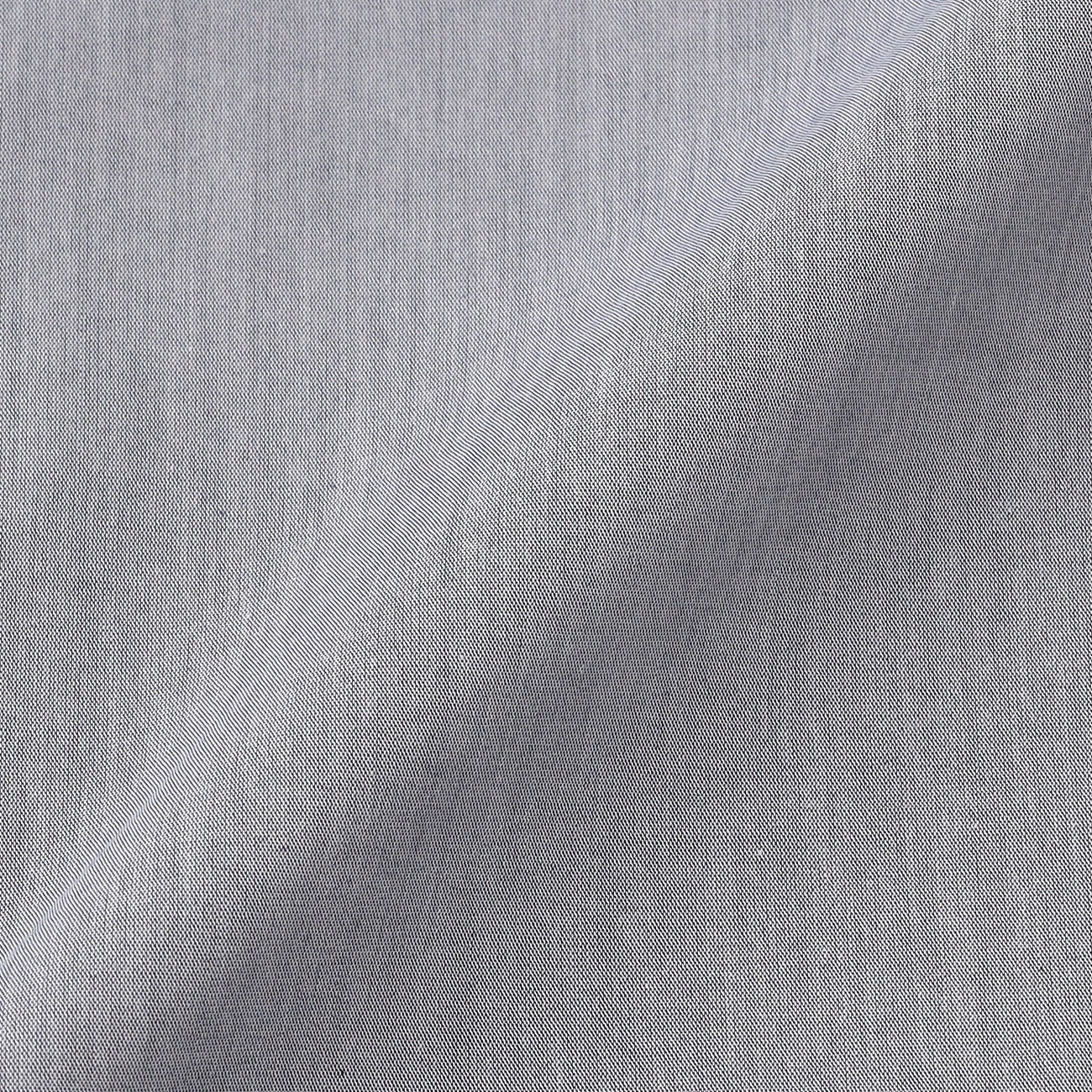 Business Casual Non-Iron Denim-Like Band Collar Shirt - Blue - Image 7