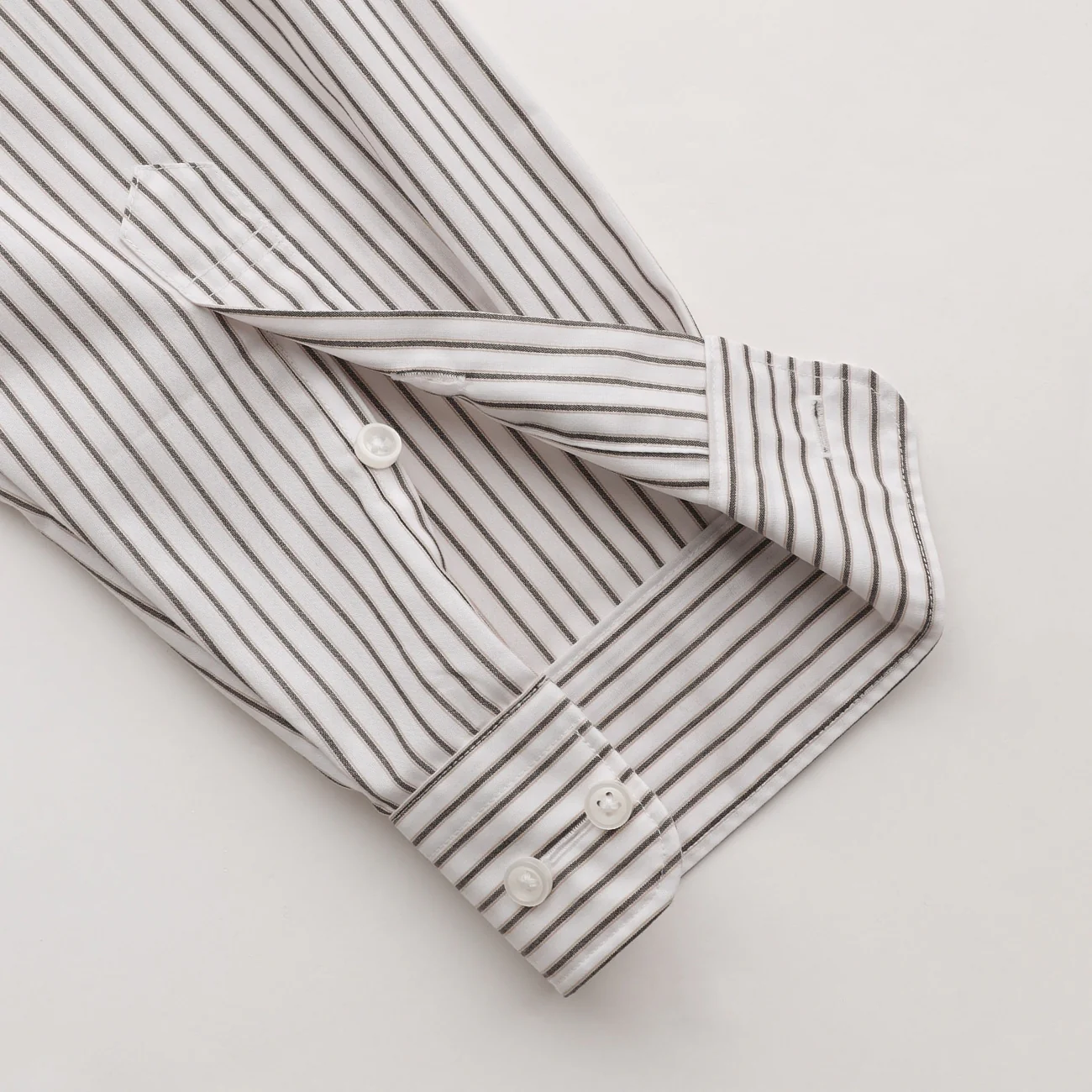 Business Casual Non-Iron Stripe Band Collar Shirt - White - Image 6