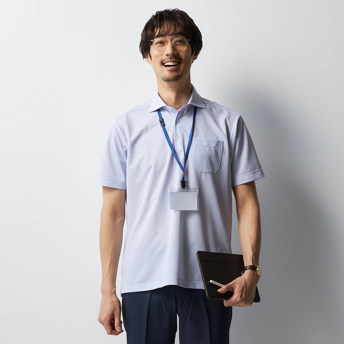 Twill Spread Collar Polo Shirt