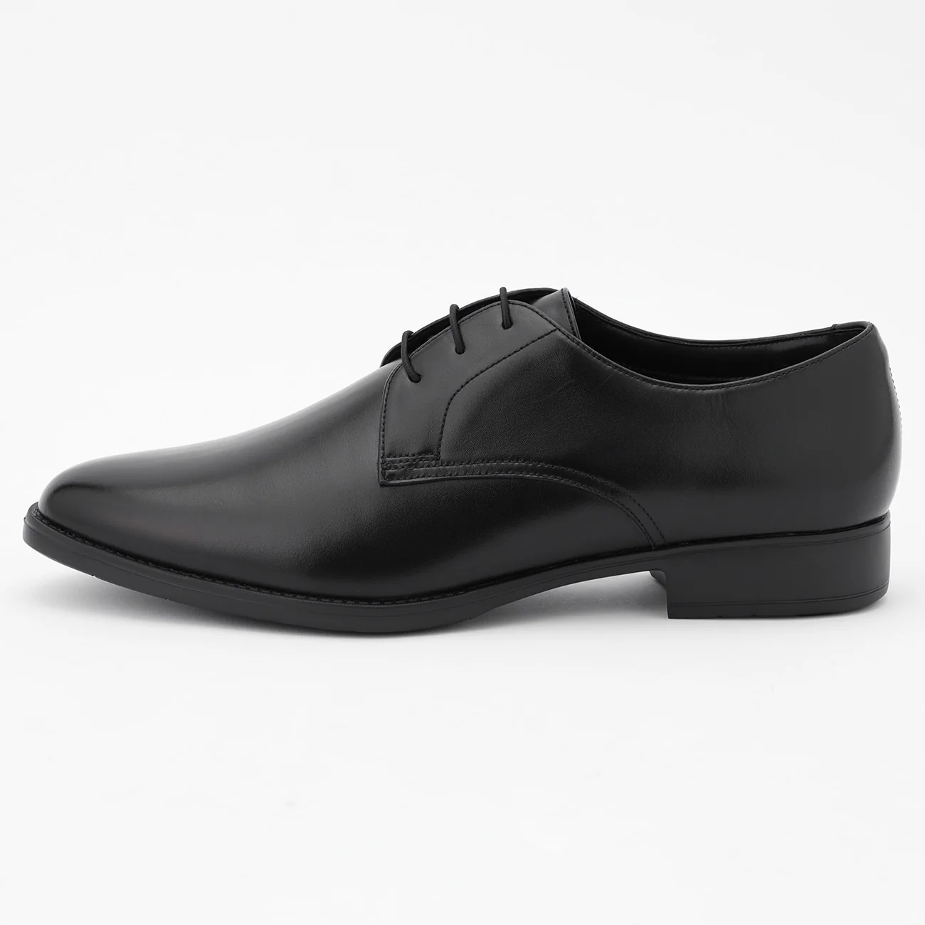Waterproof Leather Plain-toe Derby Shoes - Black - Image 2