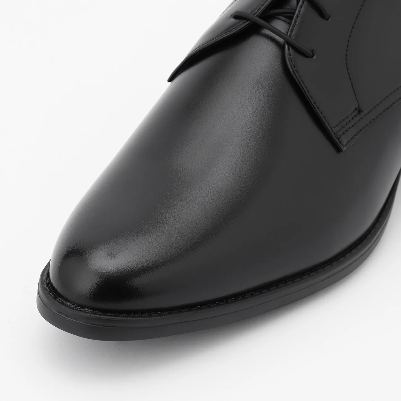 Waterproof Leather Plain-toe Derby Shoes - Black - Image 3