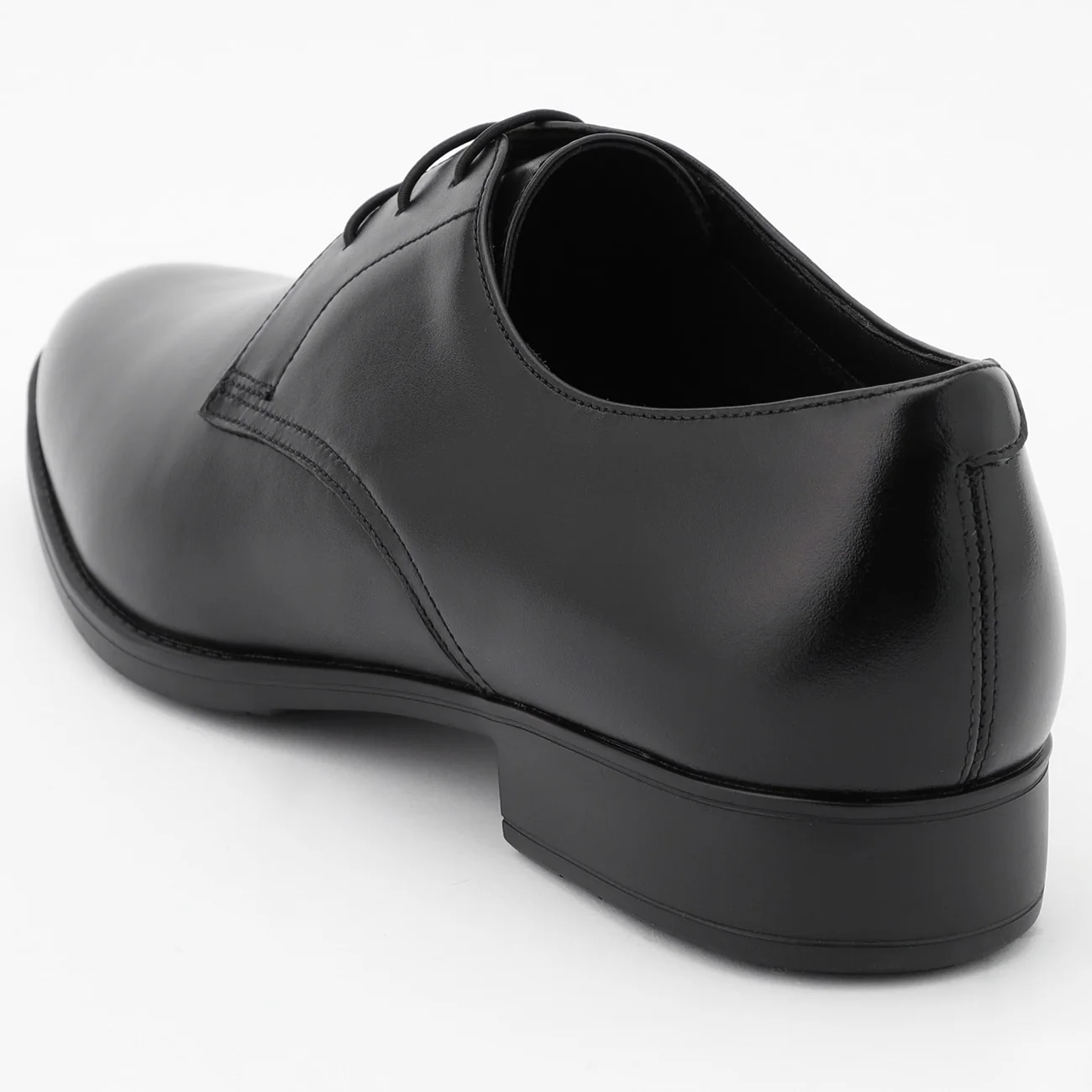 Waterproof Leather Plain-toe Derby Shoes - Black - Image 4