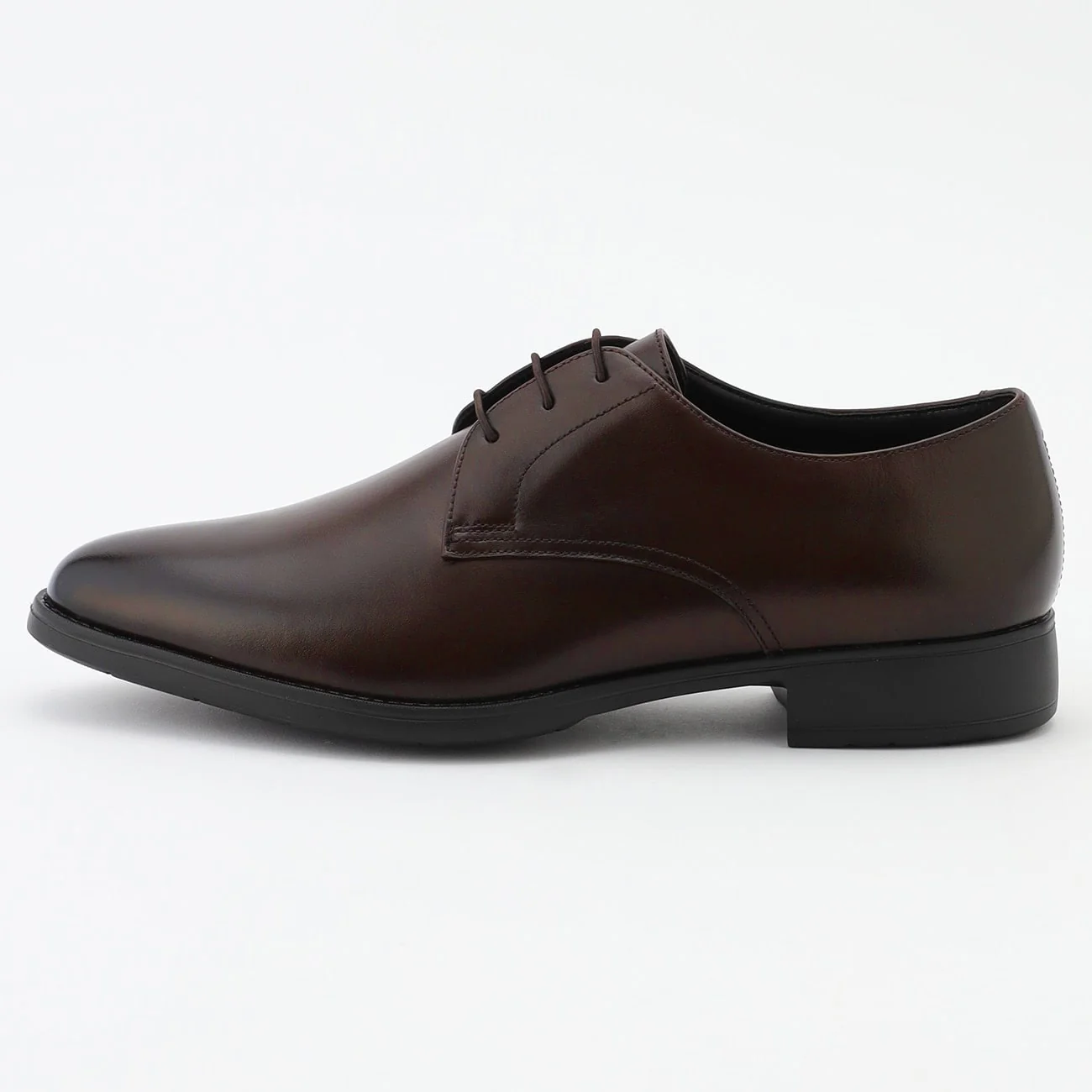 Waterproof Leather Plain-toe Derby Shoes - Dark Brown - Image 2
