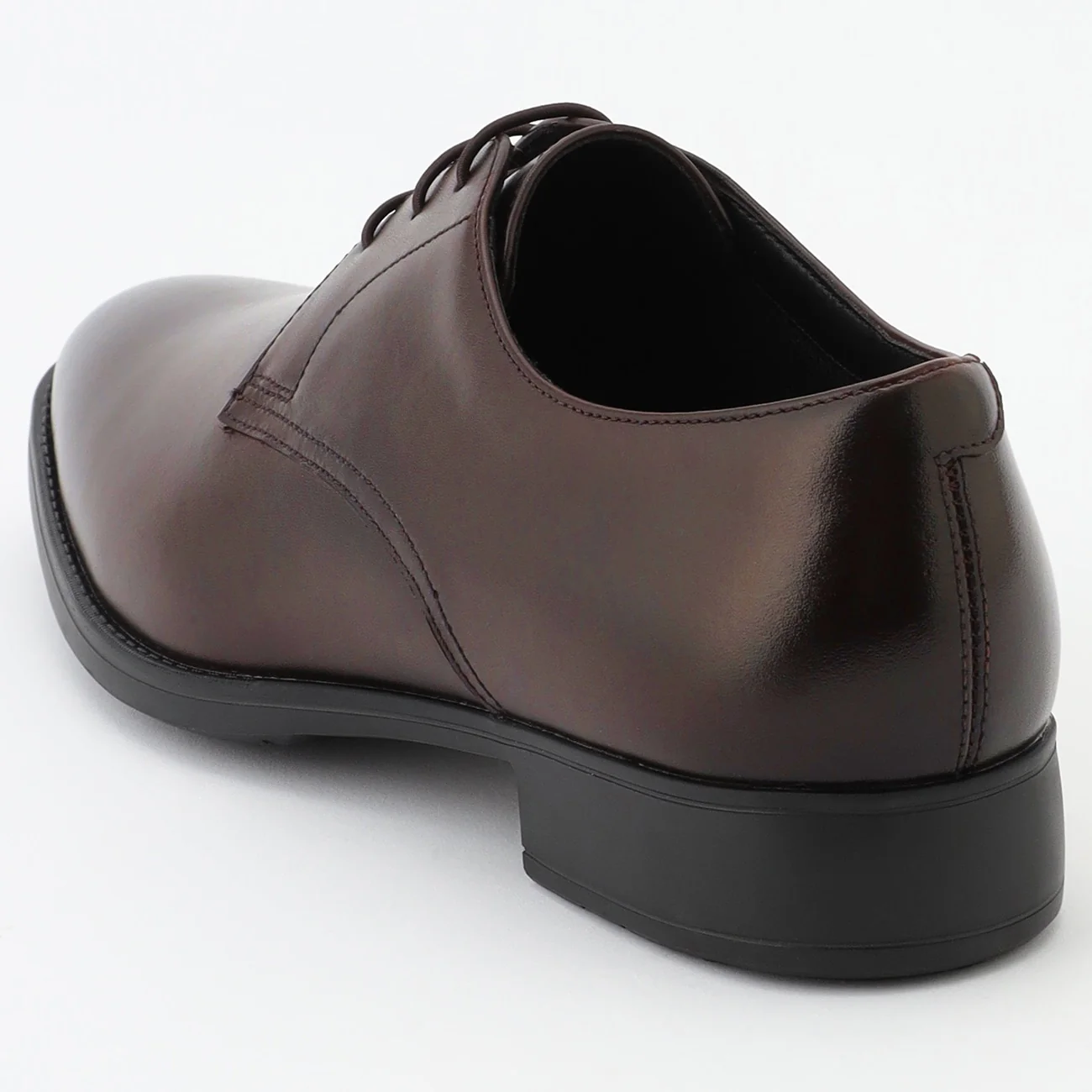 Waterproof Leather Plain-toe Derby Shoes - Dark Brown - Image 4