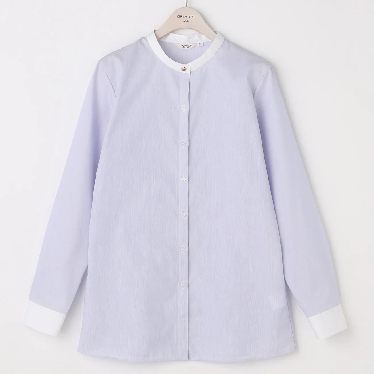 Super Non-Iron Cotton Band Collar Shirt - Blue - Image 4