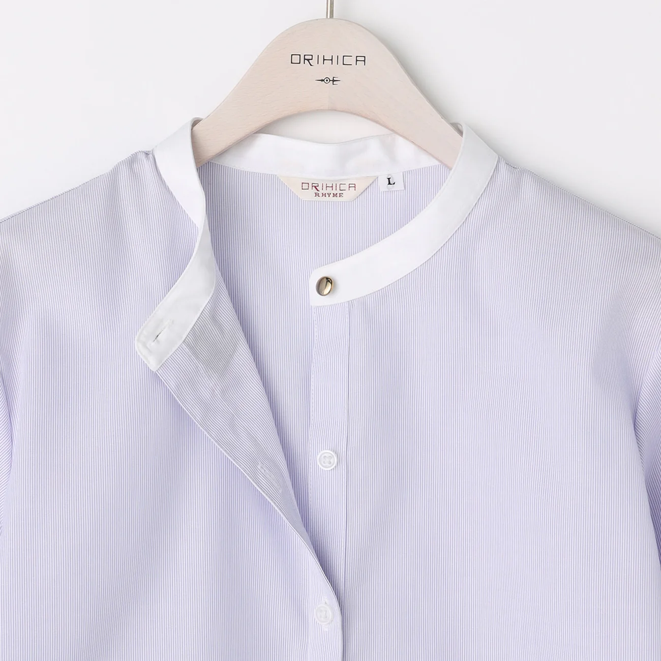 Super Non-Iron Cotton Band Collar Shirt - Blue - Image 6