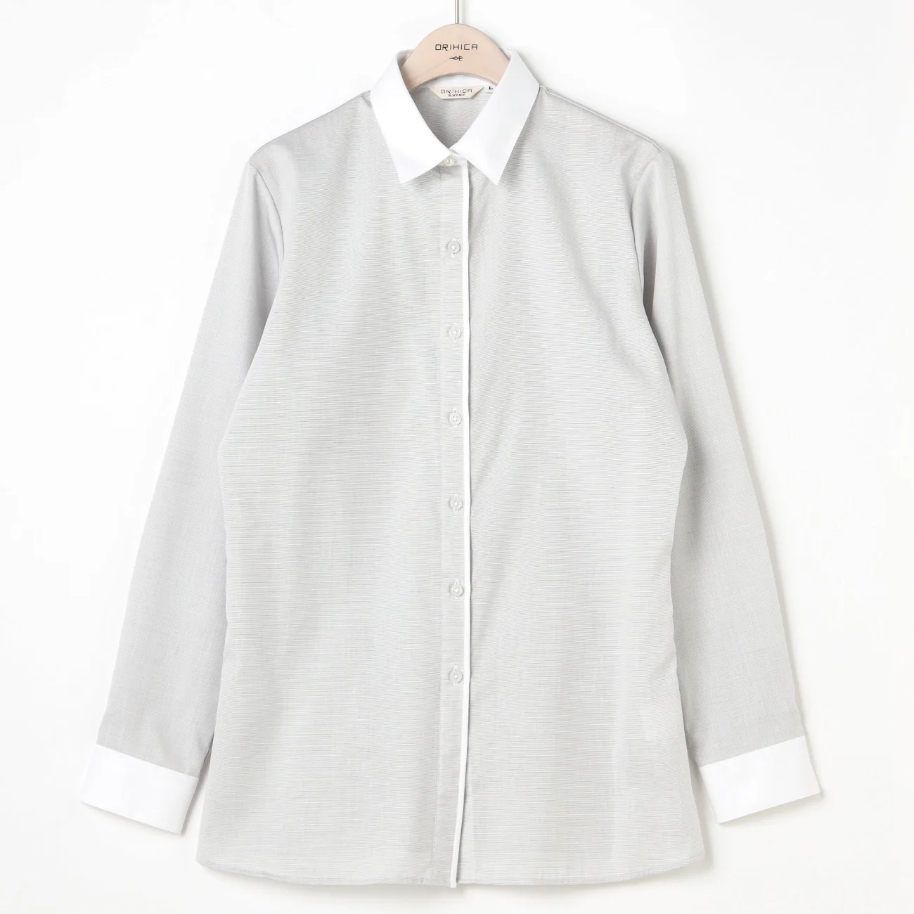 Super Non-Iron Cotton Contrast Collar Shirt - Gray - Image 2