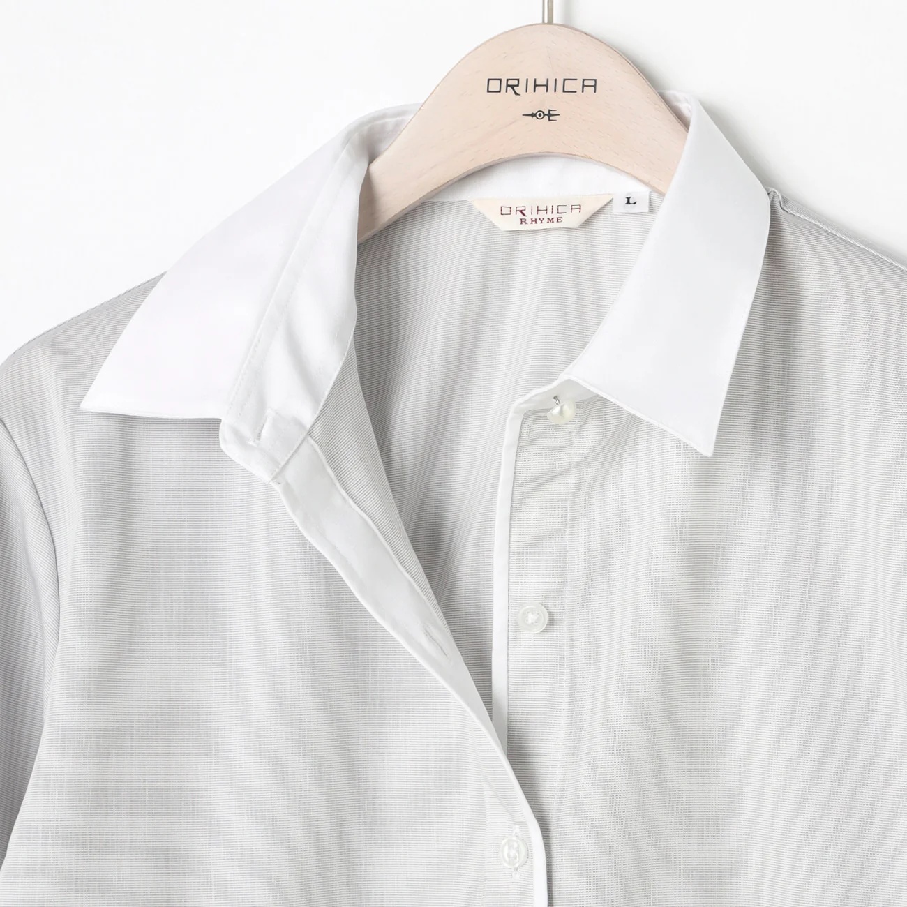 Super Non-Iron Cotton Contrast Collar Shirt - Gray - Image 4