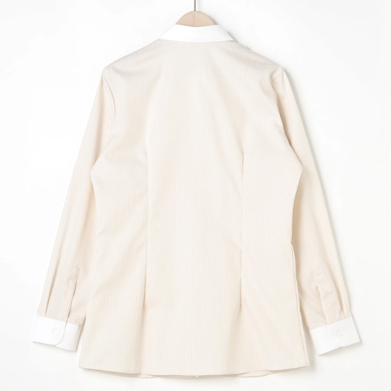 Super Non-Iron Cotton Contrast Collar Shirt - Beige - Image 4
