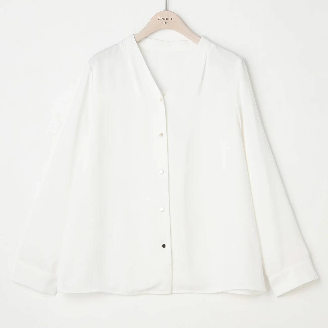 Metal Button Open-Front V-Neck Blouse - Image 11
