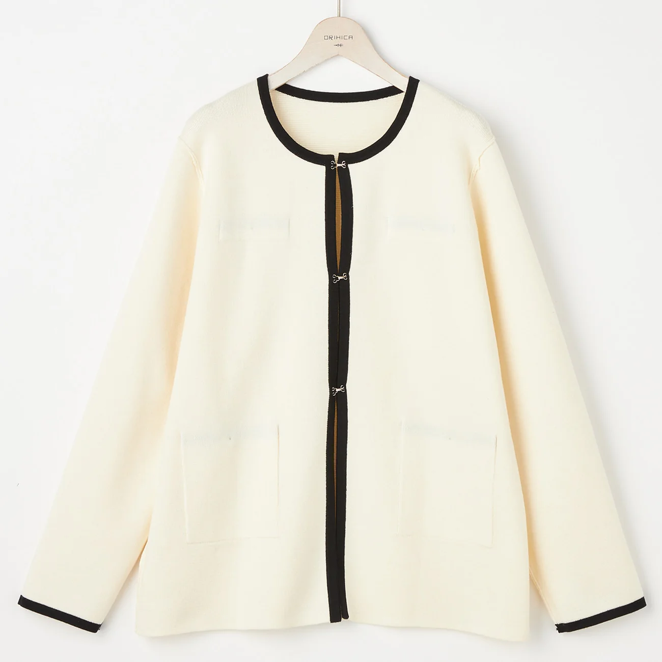 Color-block Mid-length Knit Jacket - Image 10