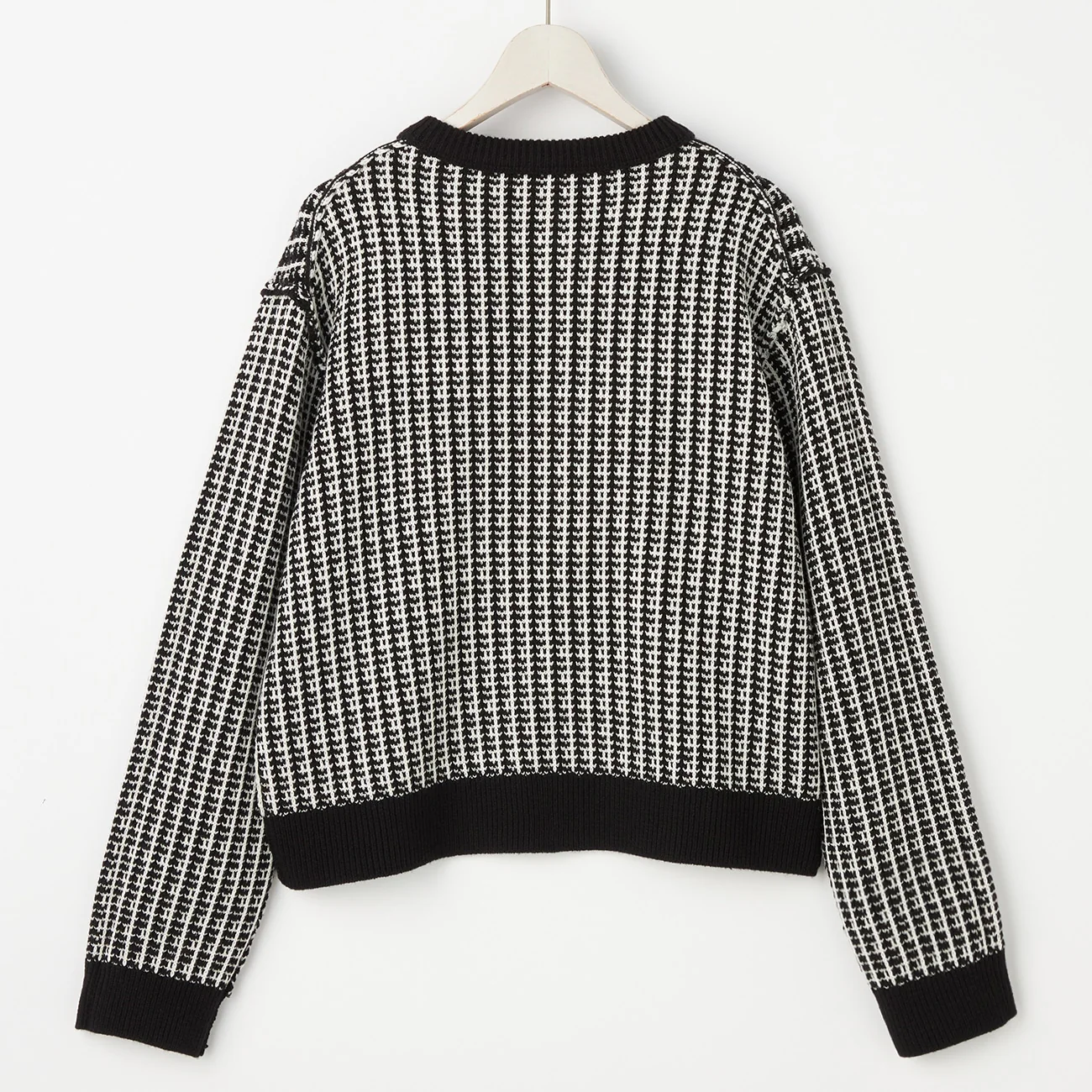 Tweed-like Knit Jacket - White/Black - Image 12