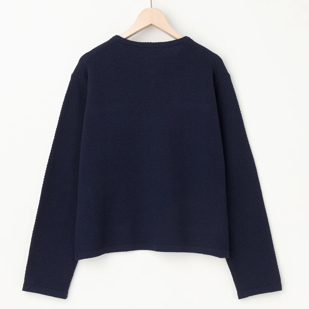 Tweed-Style Knit Jacket - Navy - Image 7