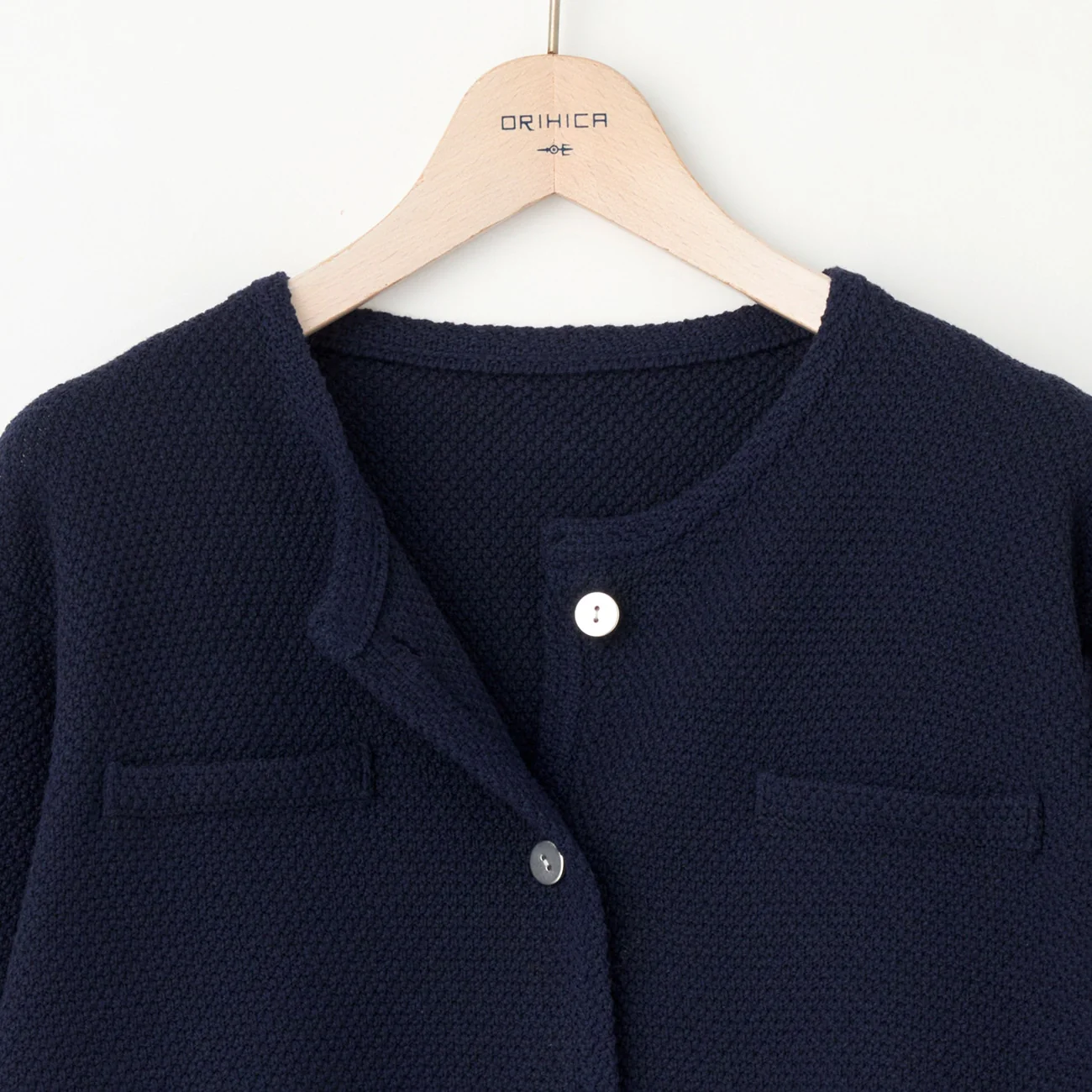 Tweed-Style Knit Jacket - Navy - Image 8